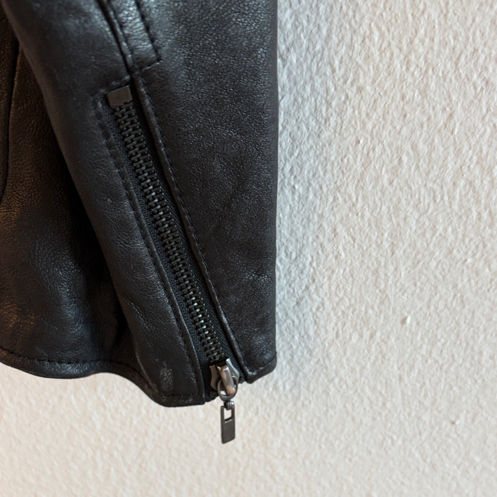 Theory Black Leather Rudari Moto Jacket w/ Corset Back Detail – Size M - Picture 7 of 12